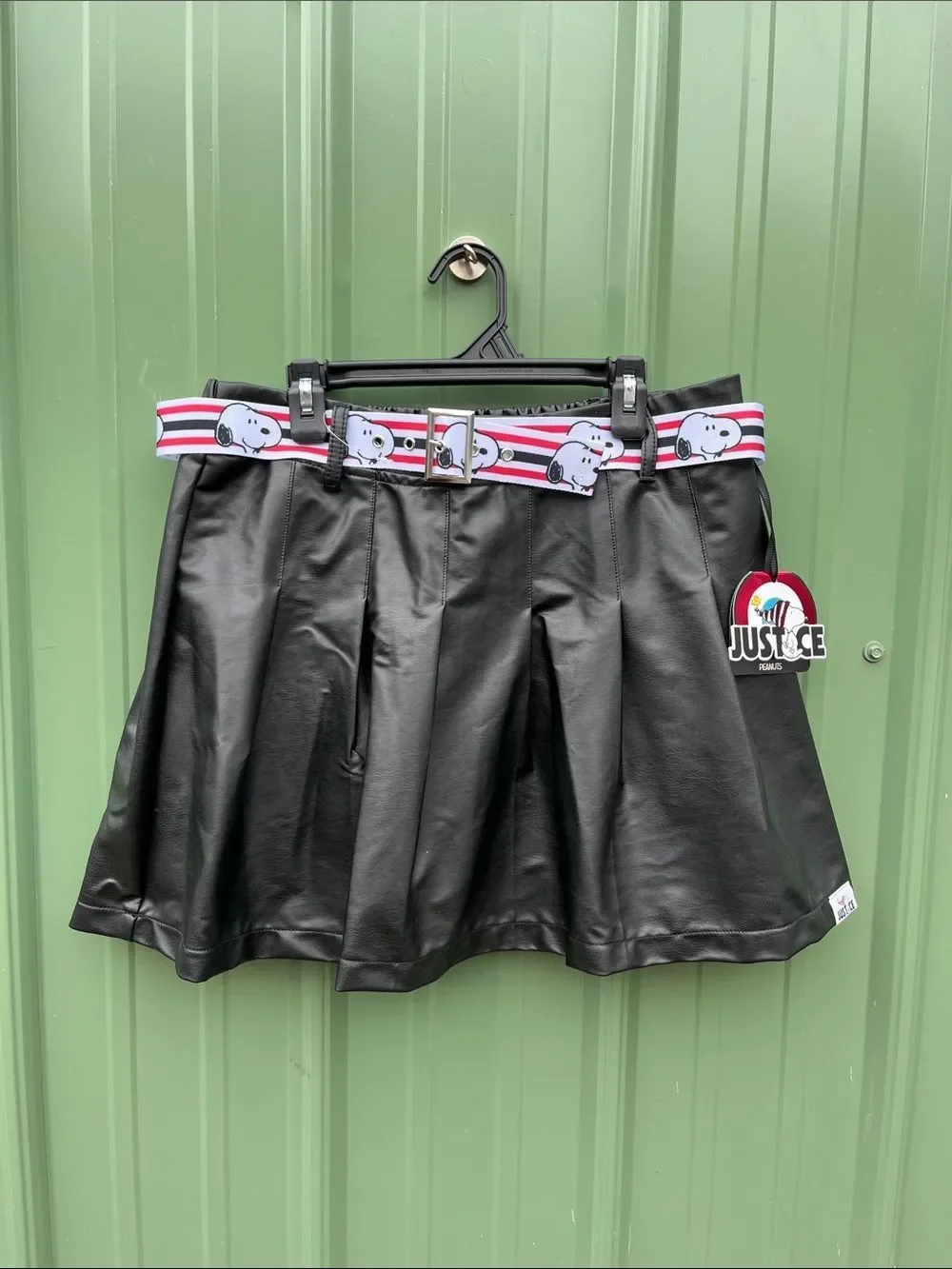Girls Justice x Snoopy Pleated Faux Leather Skirt Size XLP